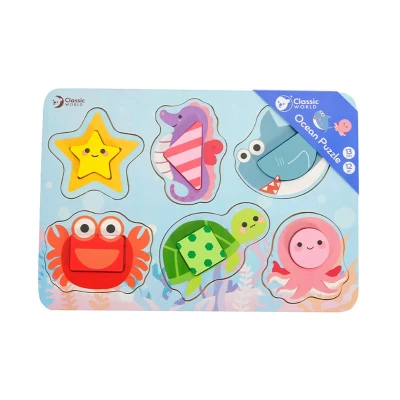 Classic World Wooden Puzzle Ocean Animals, 13pcs.