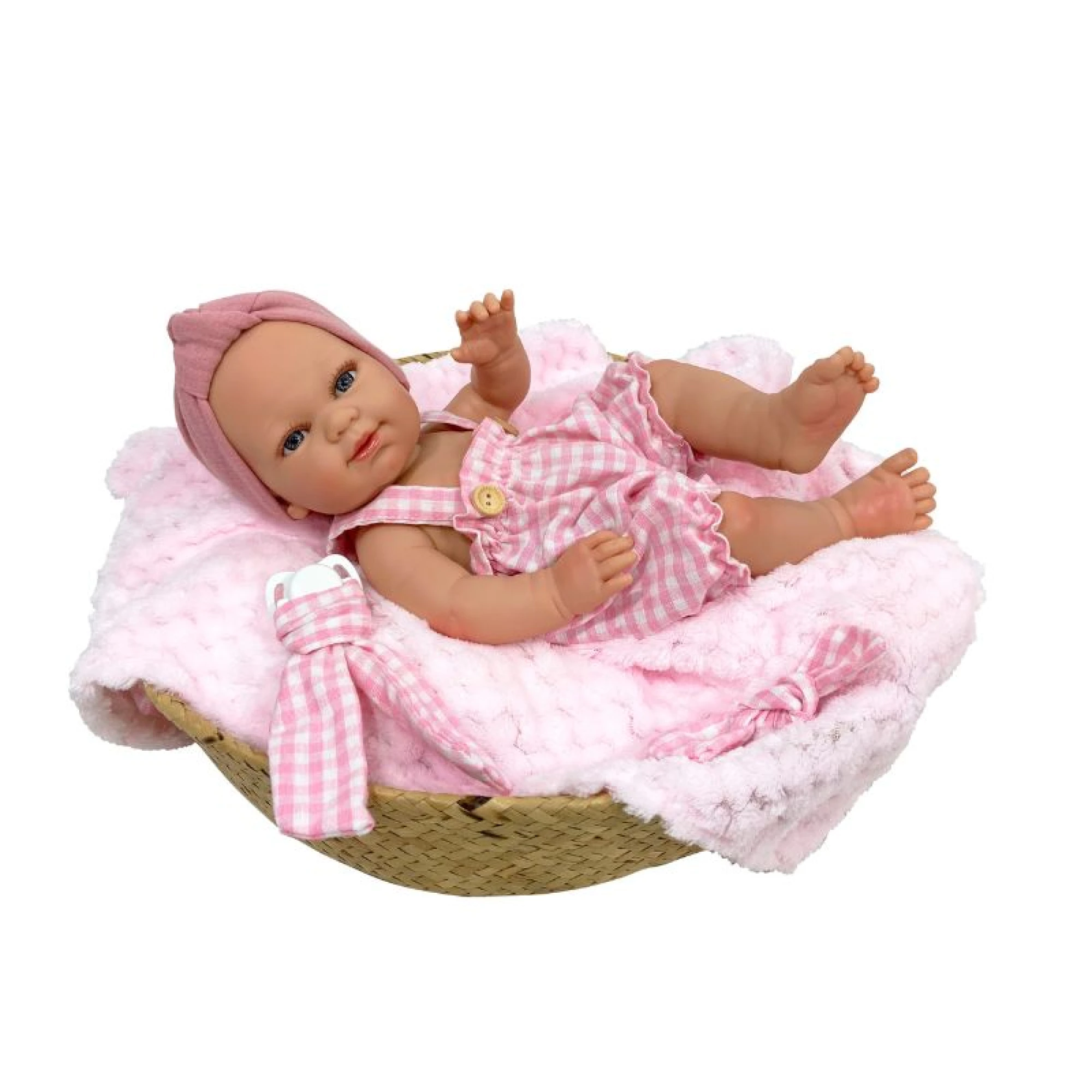 Nines D Onil Baby Rn Doll Vichy Case Pink