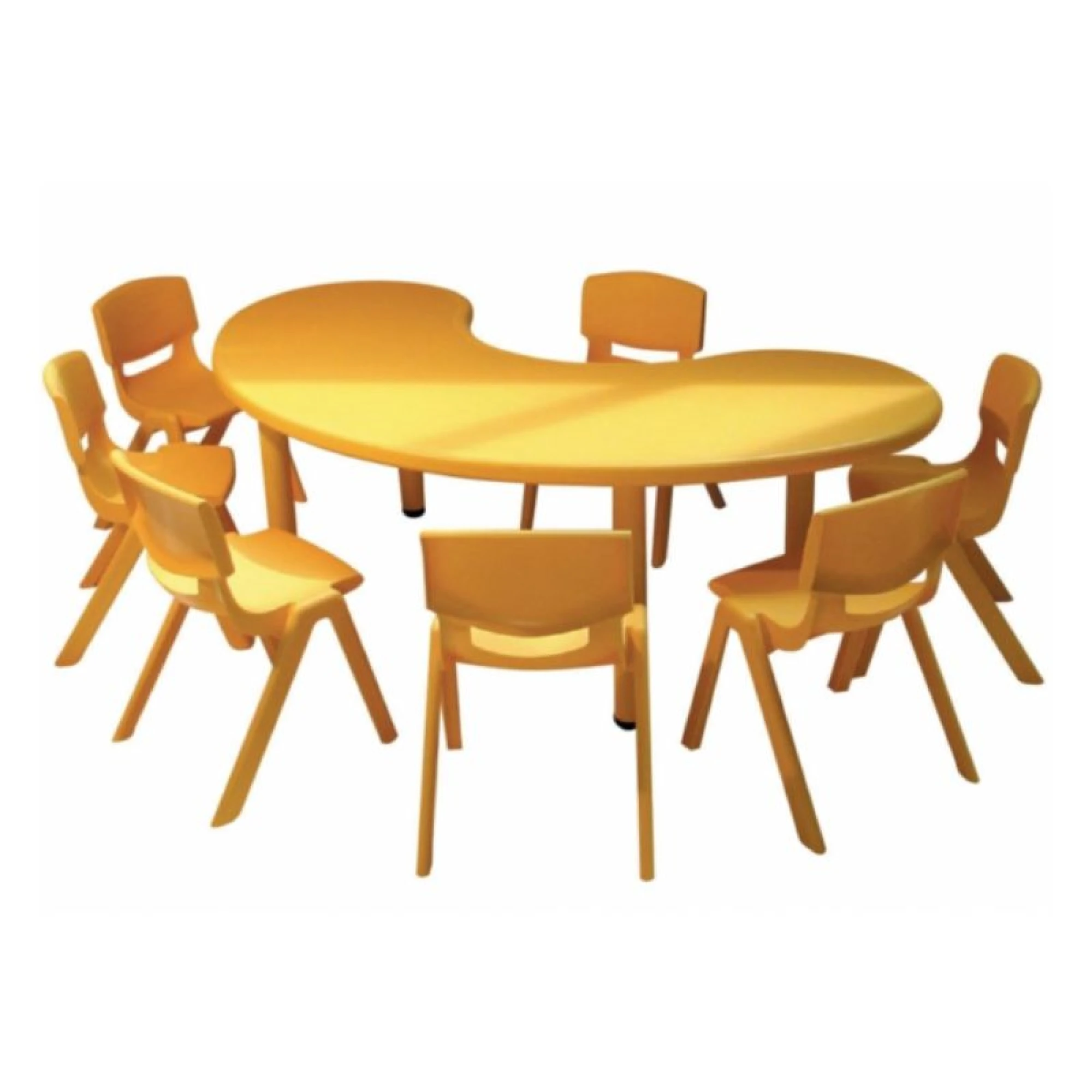 Kidney Shape Plastic Table - Yellow