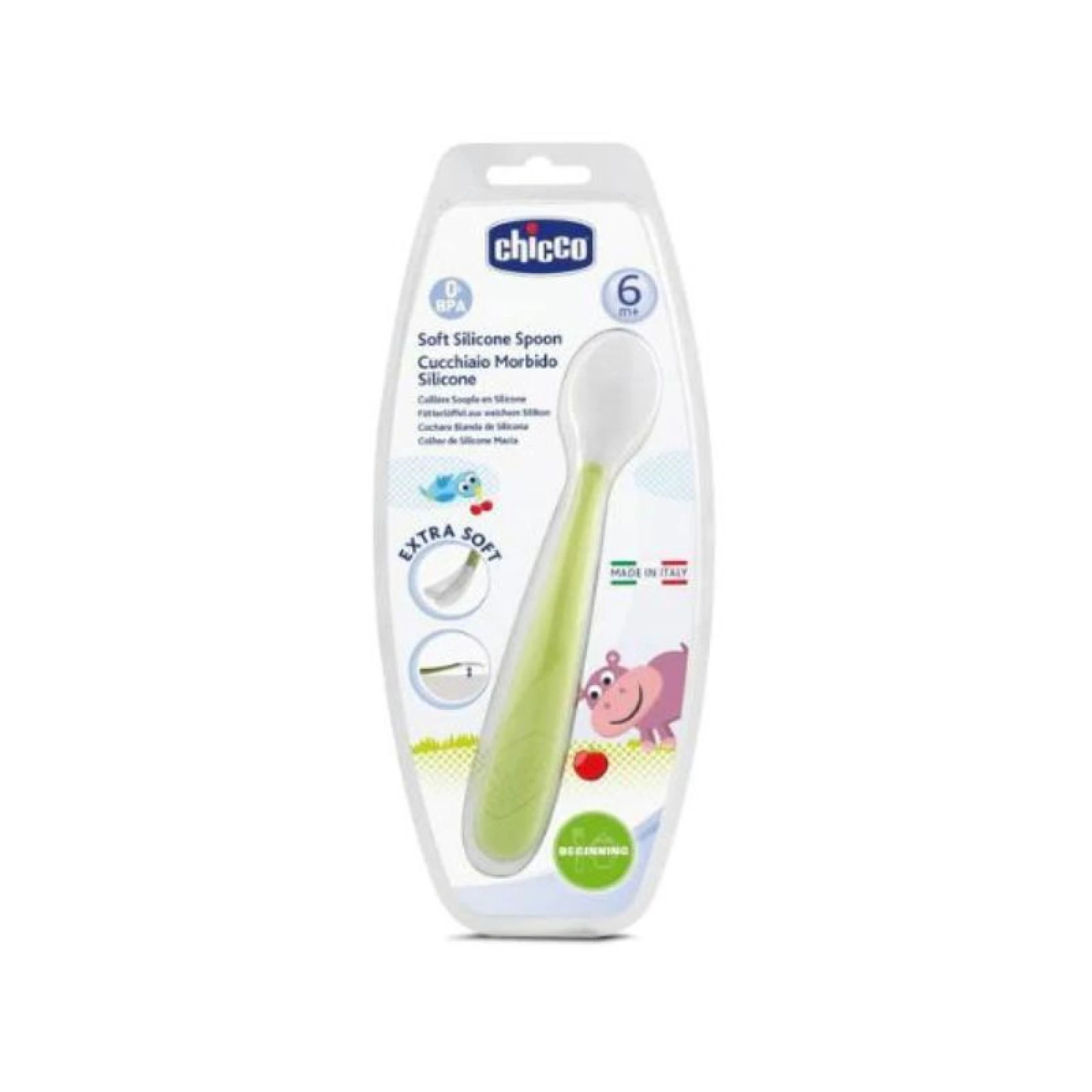 Chicco Silicone Spoon Soft GREEN 6M+