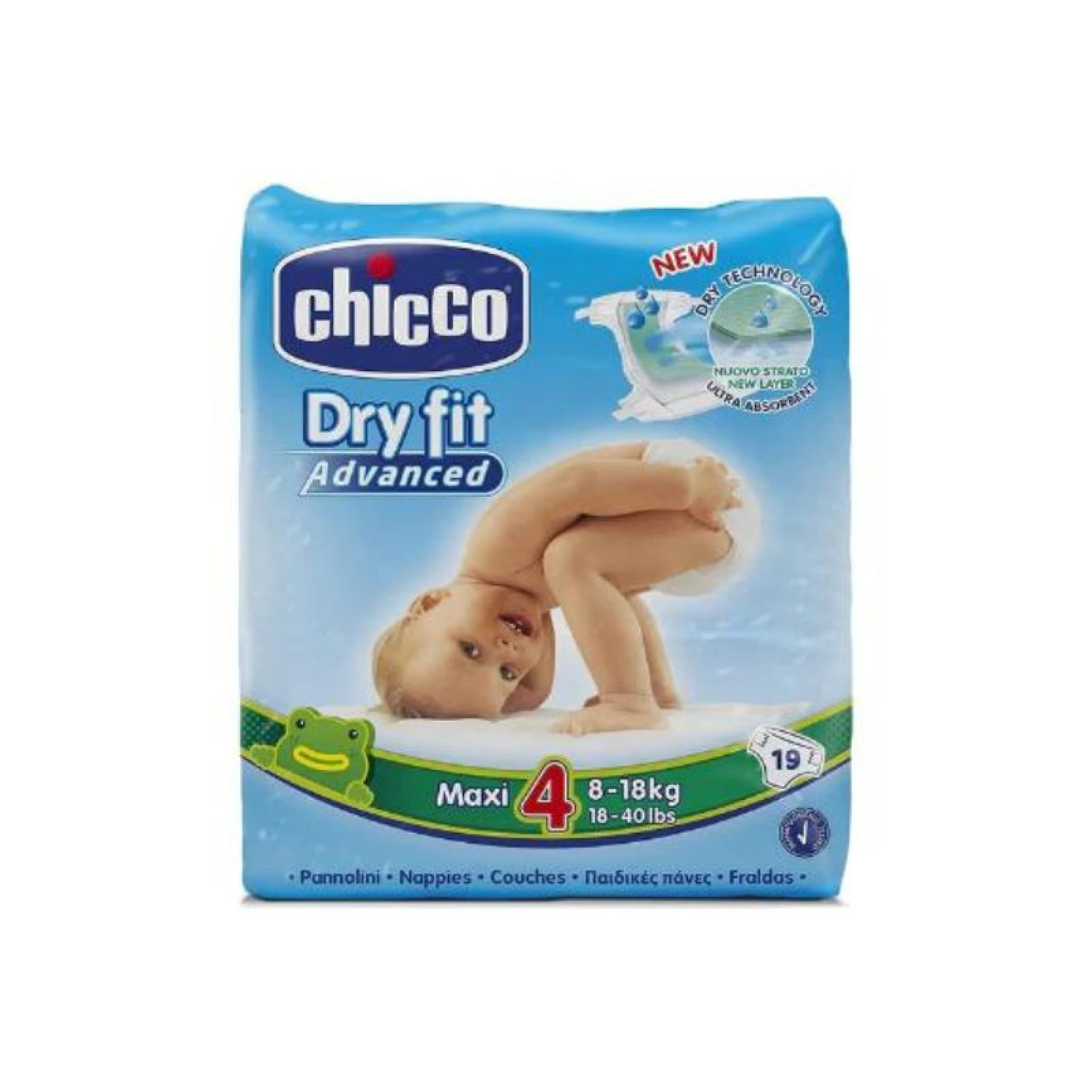 Chicco Diapers DRY FIT MAXI NO4 (19PCS) 8-18KG
