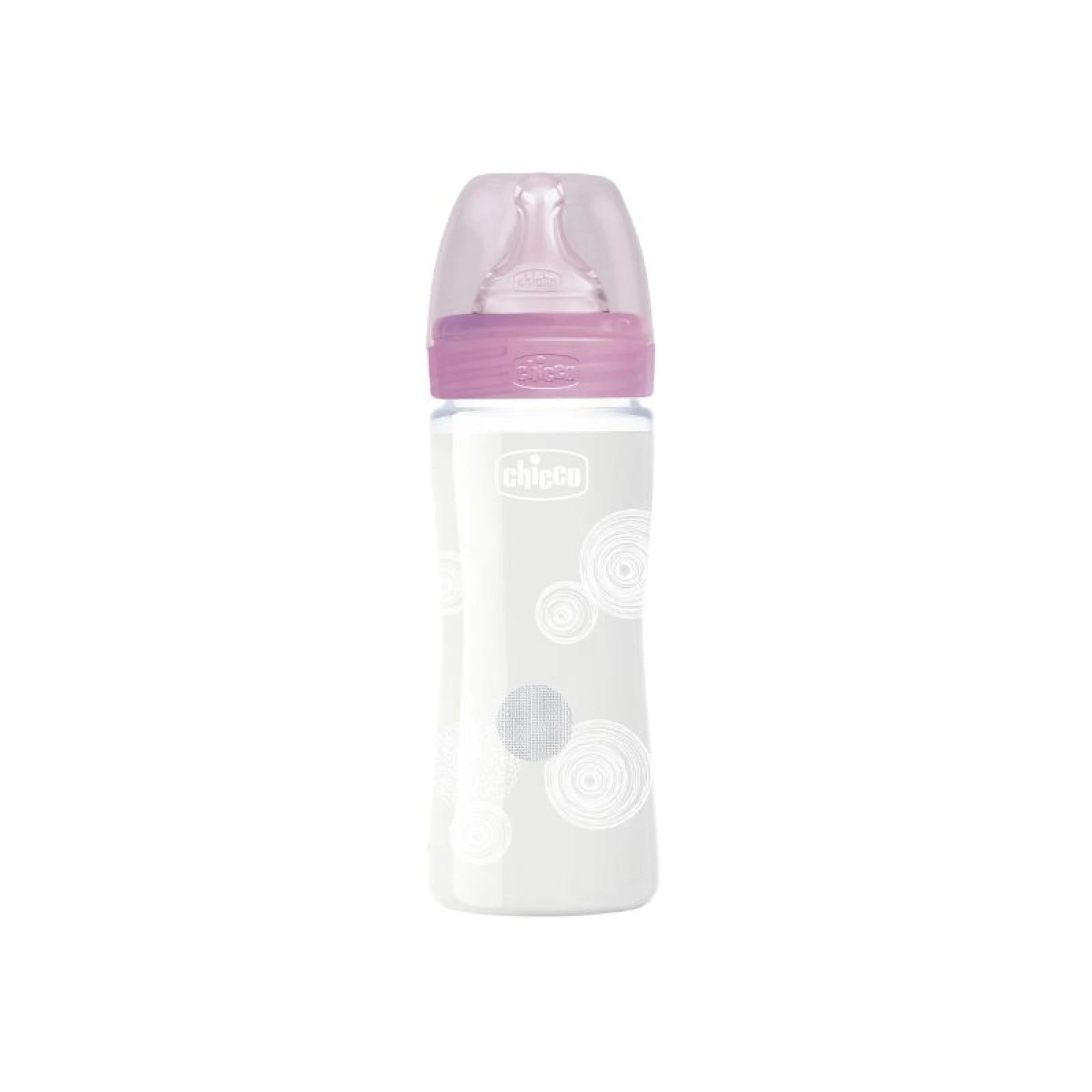 Chicco Well Being ΡOZ Glass Baby Bottle with Silicone Nipple 240ml