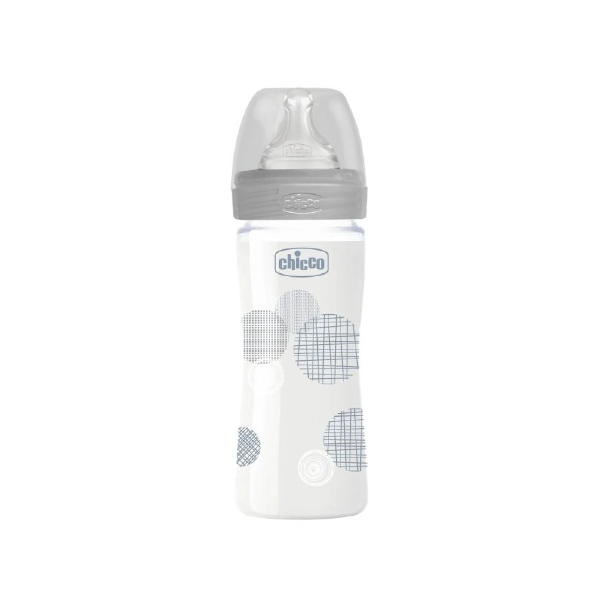 Chicco Well Being Glass Baby Bottle with Silicone Nipple UNISEX 240ml