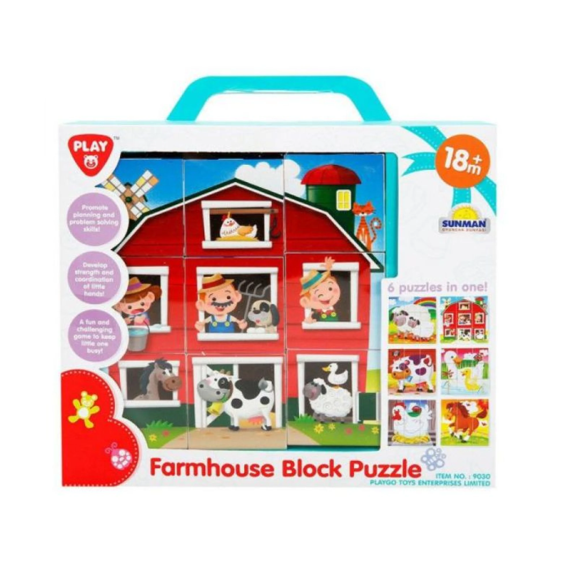 Playgo 9 Piece Farmhouse Block Puzzle