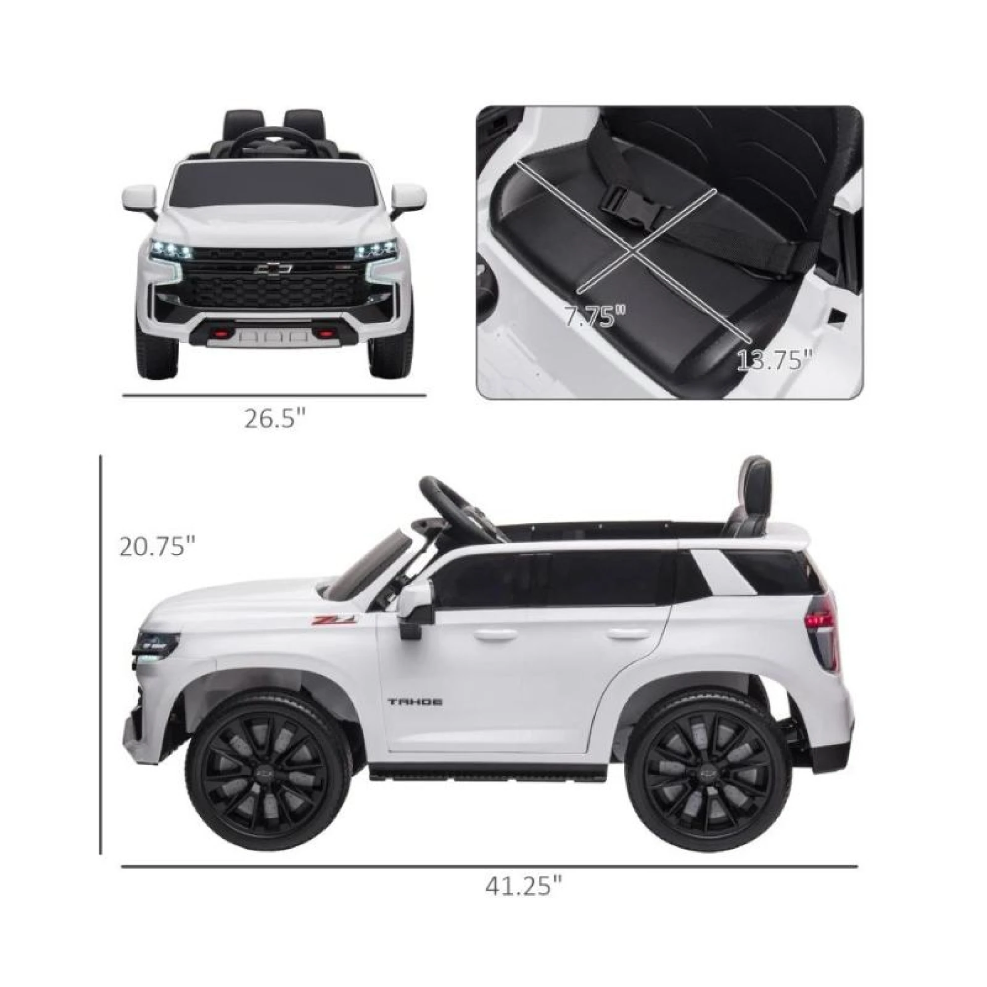 Licensed Chevrolet Electric Car for Kids 12V - White