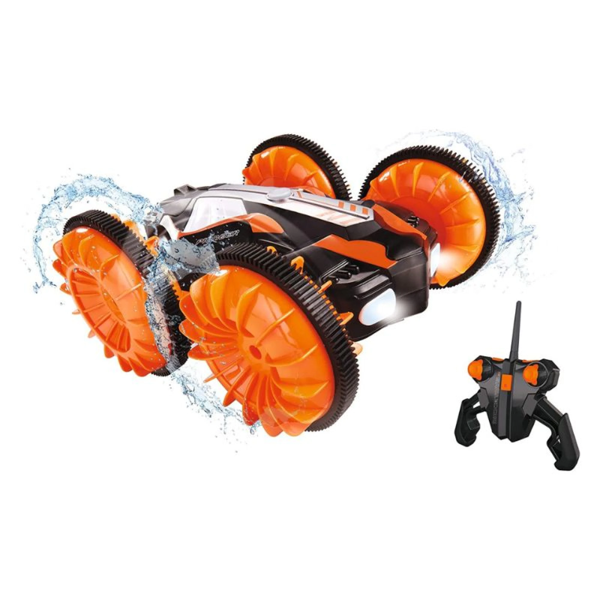 Dickie Toys  RC Land Water Stunt Car Flip  2 Channel FS 2.4GHz Light USB Charging Function, Orange