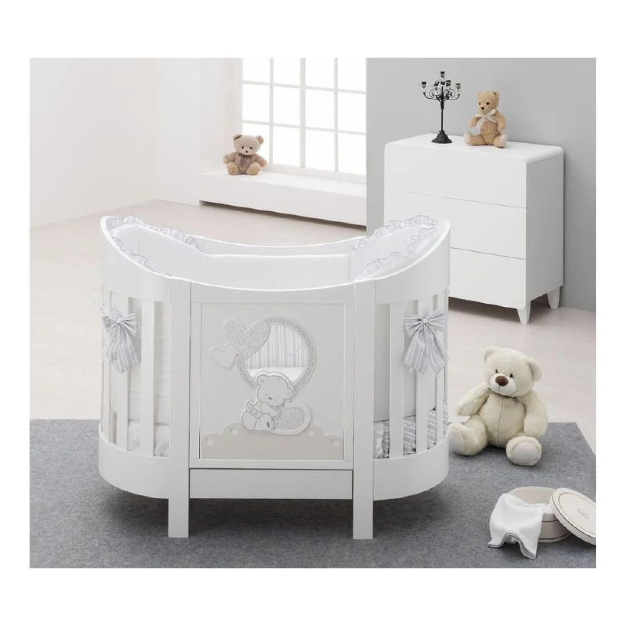 ItalBaby Oval Love Cot White