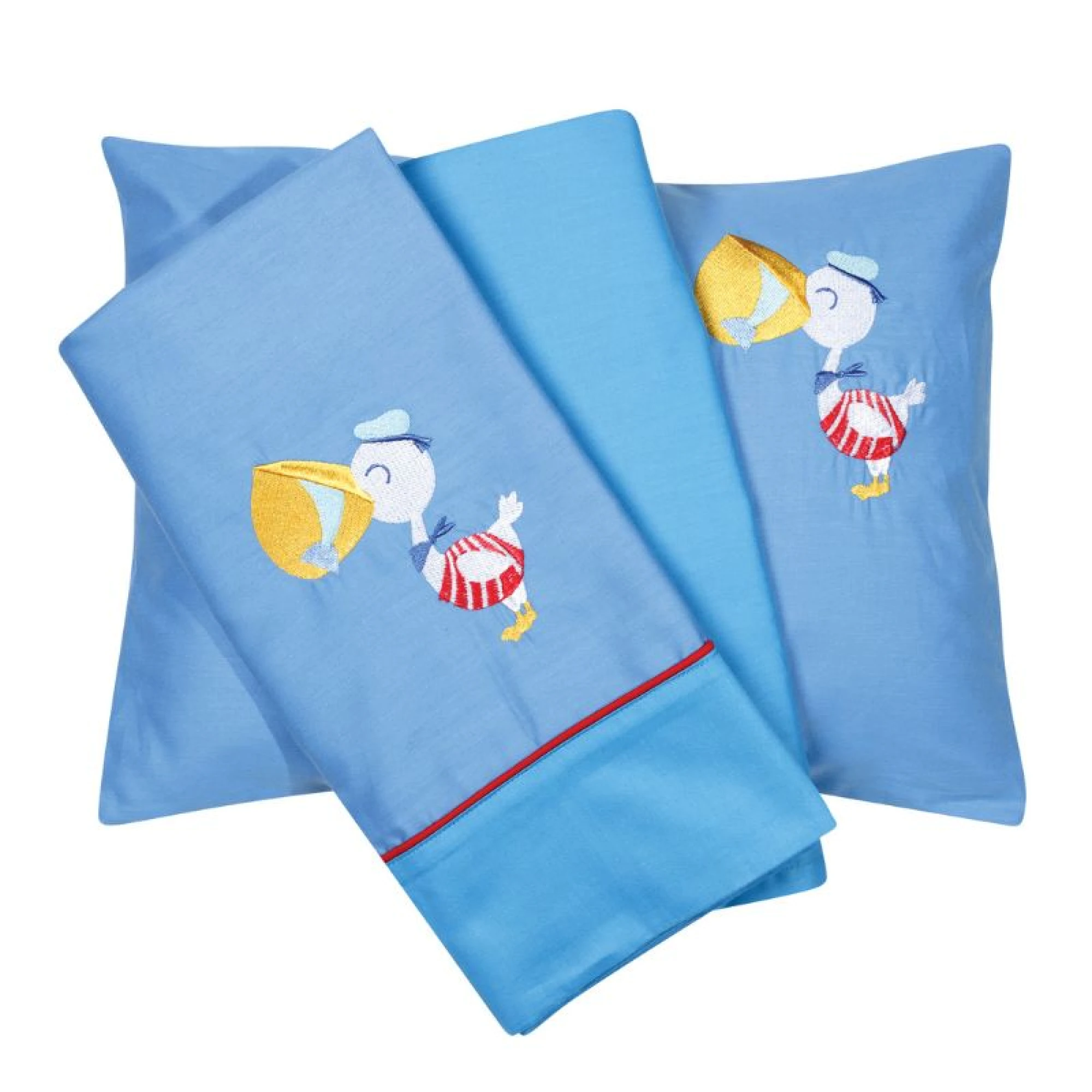 Baby sheet set 120×160 Das Home Smile Embroidery – Blue