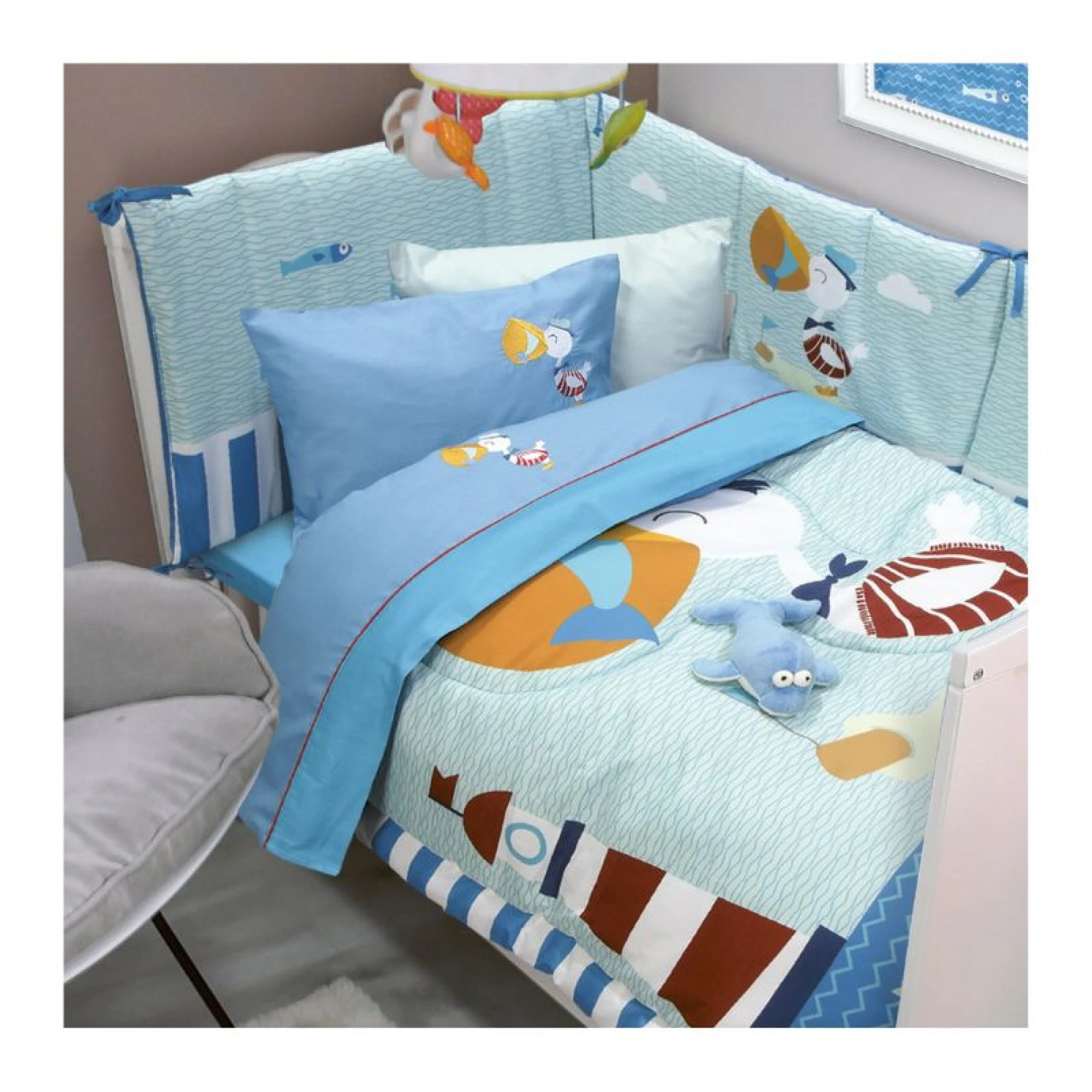Baby sheet set 120×160 Das Home Smile Embroidery – Blue