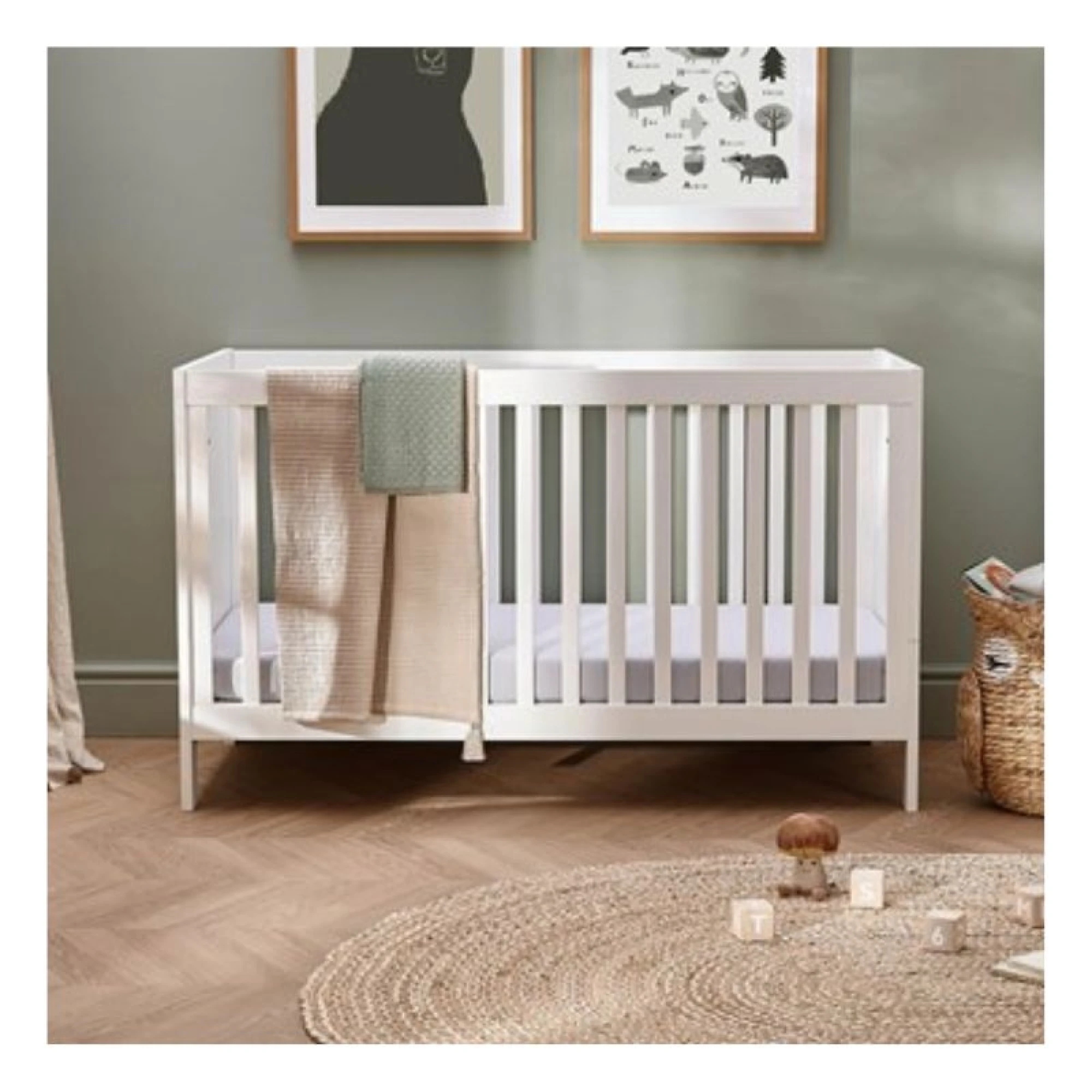 Silver Cross Bromley white convertible cot bed to toddler bed