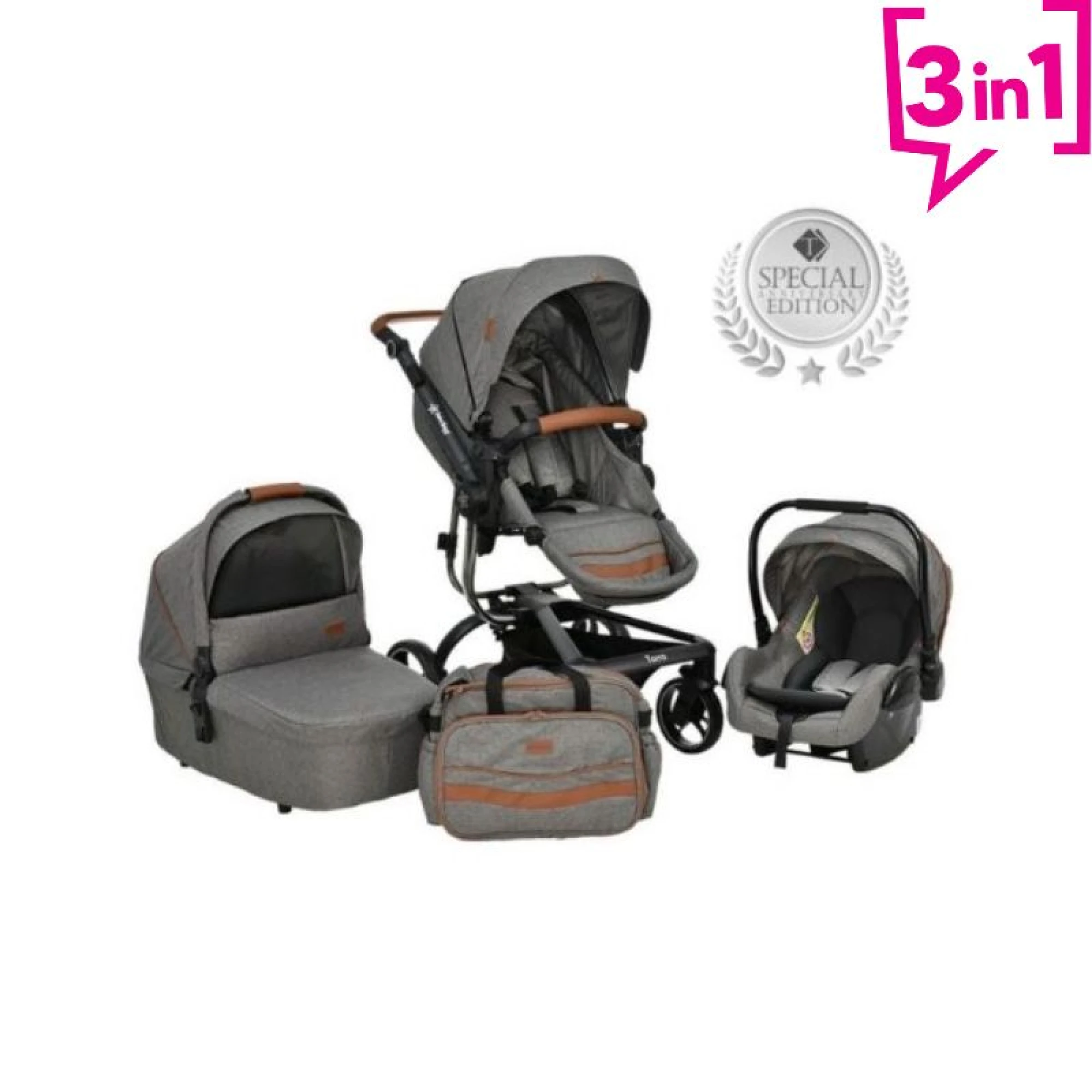 Bebestars Modular System Torro 3in1 Grey