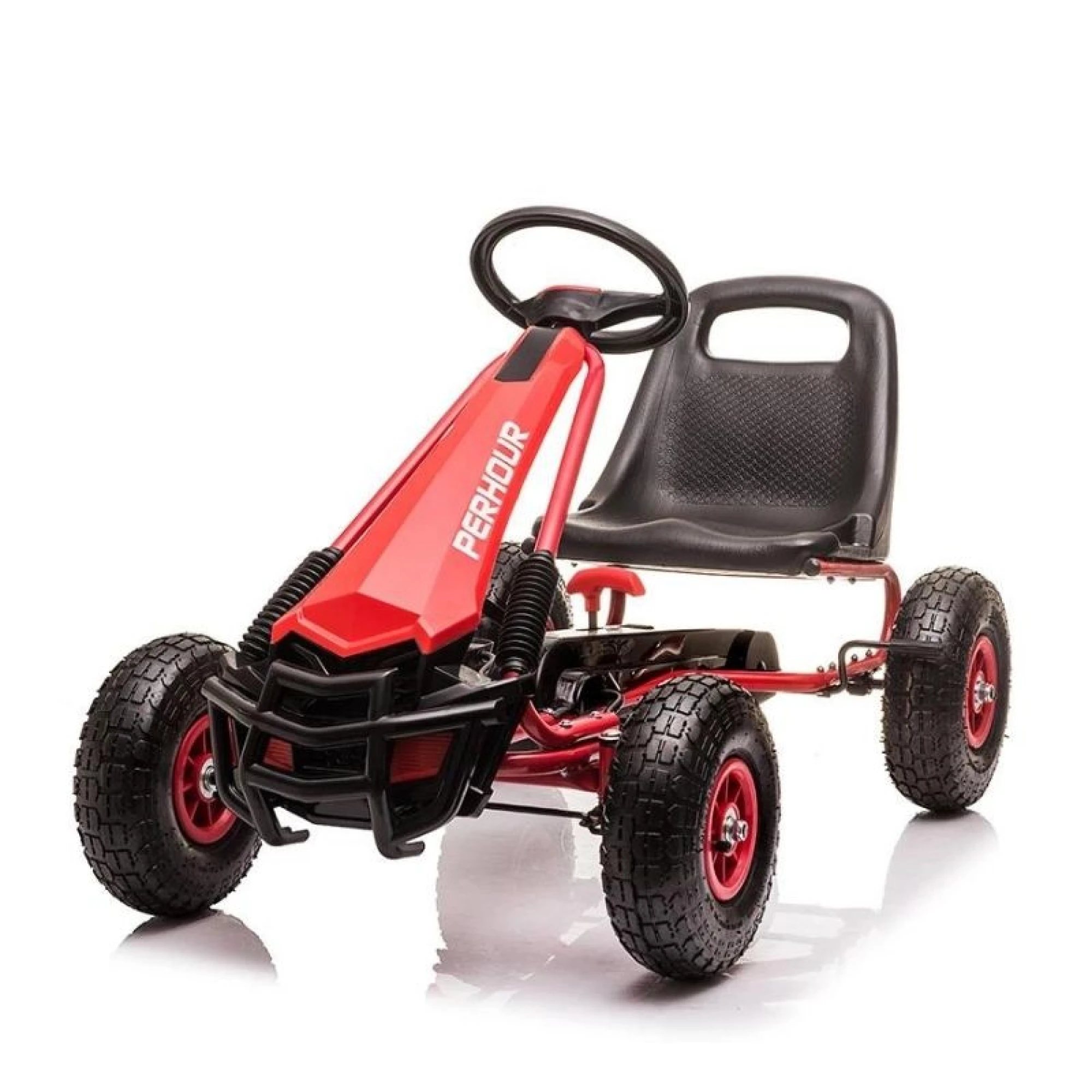 4-Wheeled Pedal Powered Go Cart With Steering Wheel &amp; Adjustable Seat