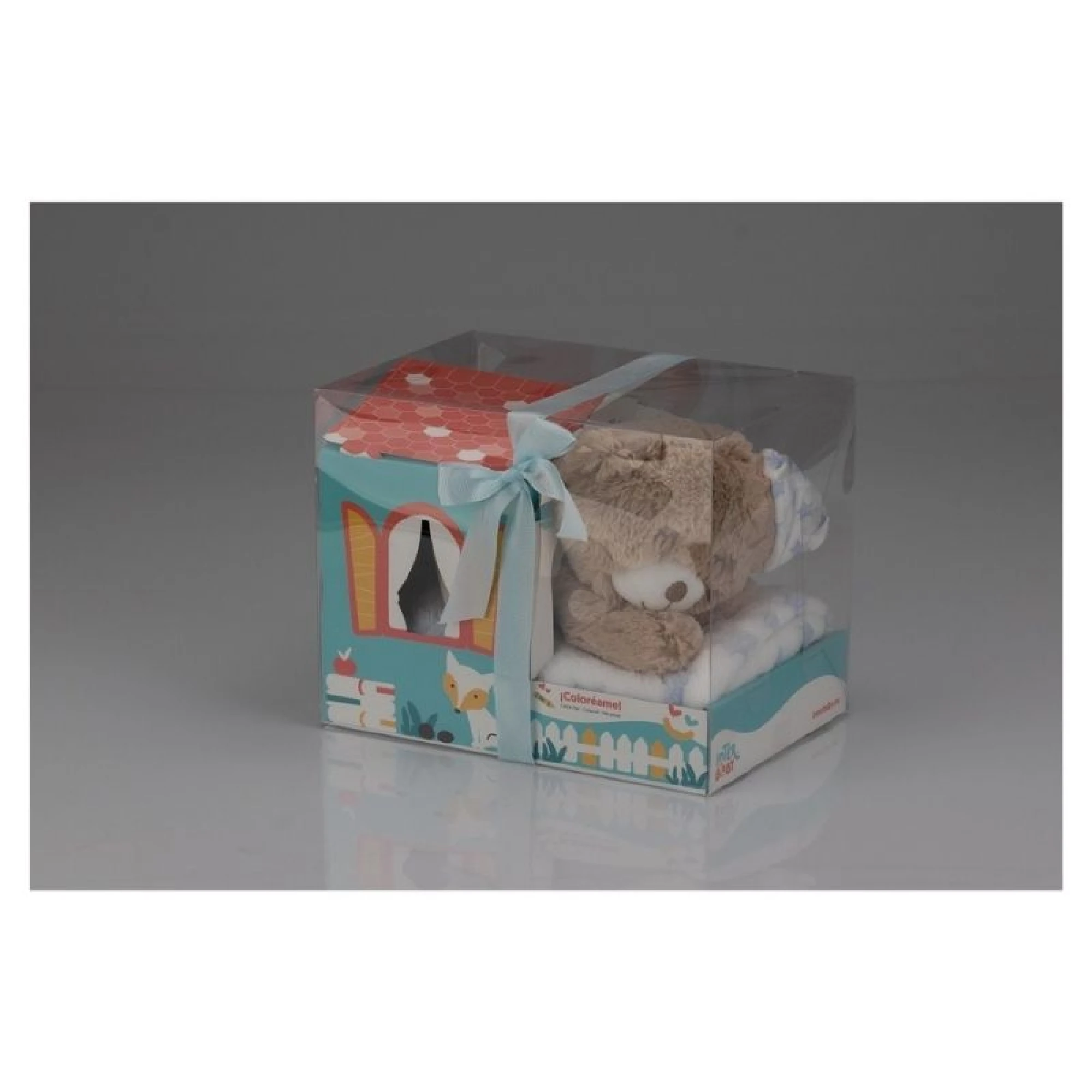 Inter baby blanket+plush toy+house osito - BLUE