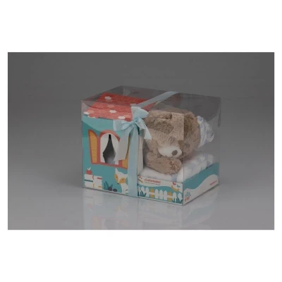 Inter baby blanket+plush toy+house osito - BLUE