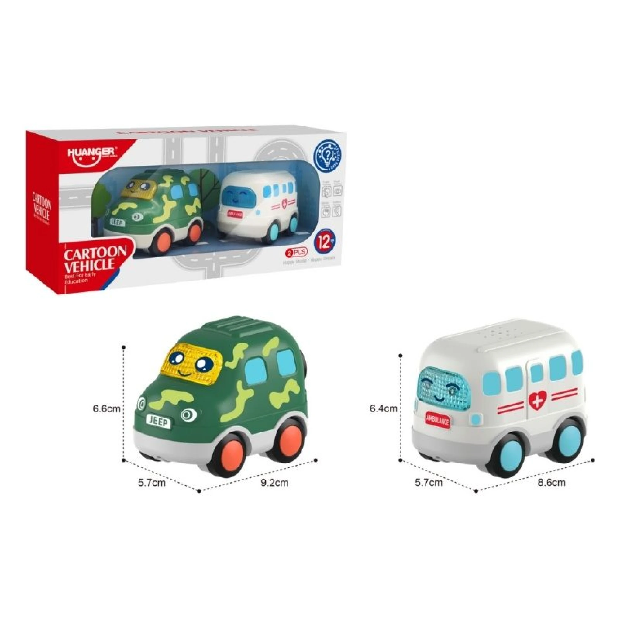 Infinity Toys - Free whee cartoon car with light and music (2Pcs)