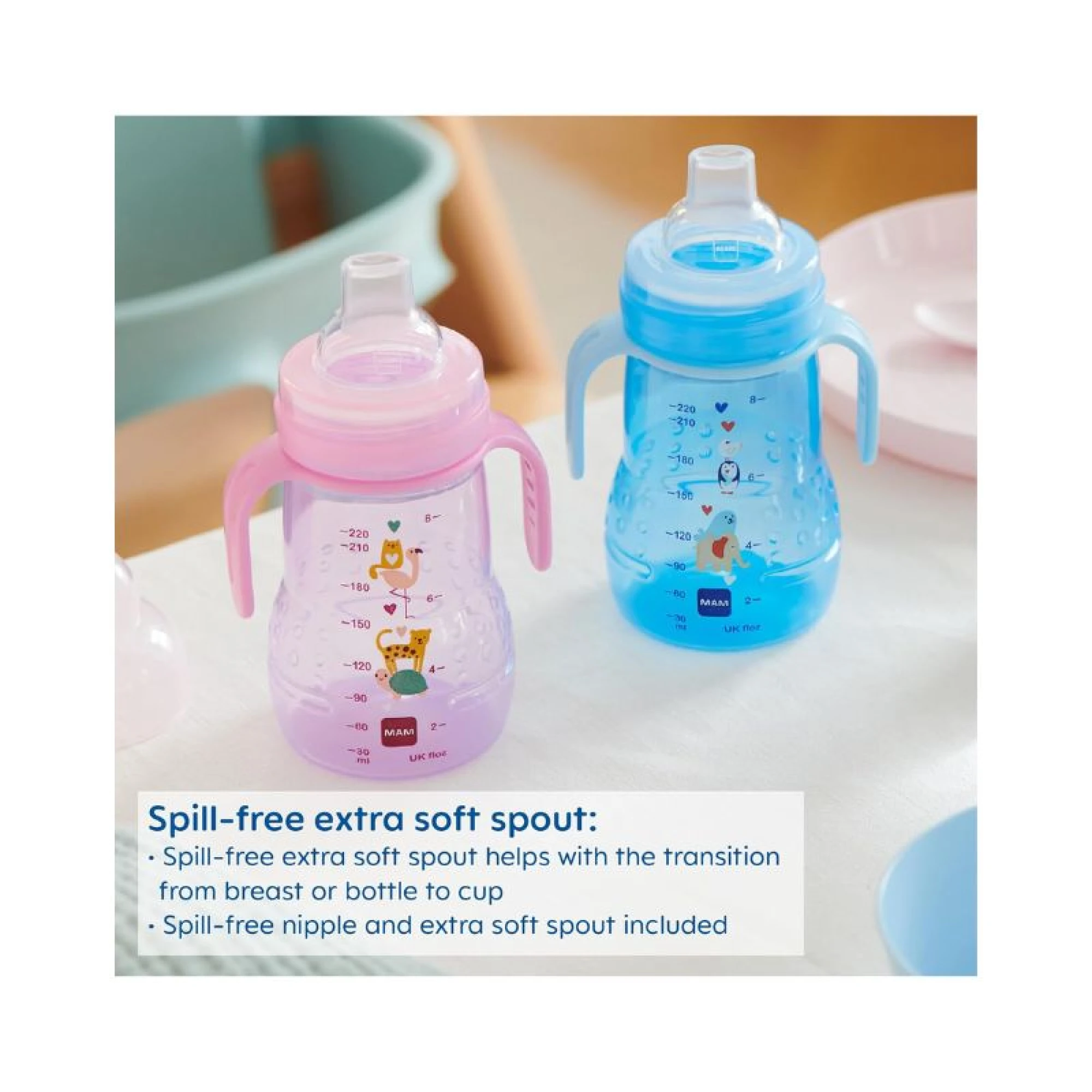 MAM Trainer 220ml - 4m + Pink