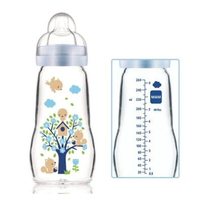 MAM - Feel Good Glass Bottle 260ml - Blue