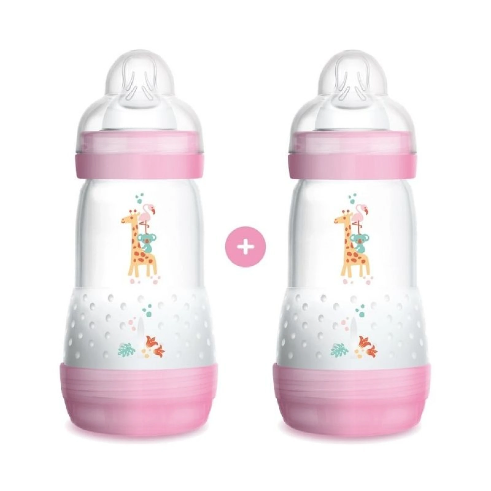MAM Set of 2 Baby Bottles Easy Start ™ Anti-Colic 260ml - Pink