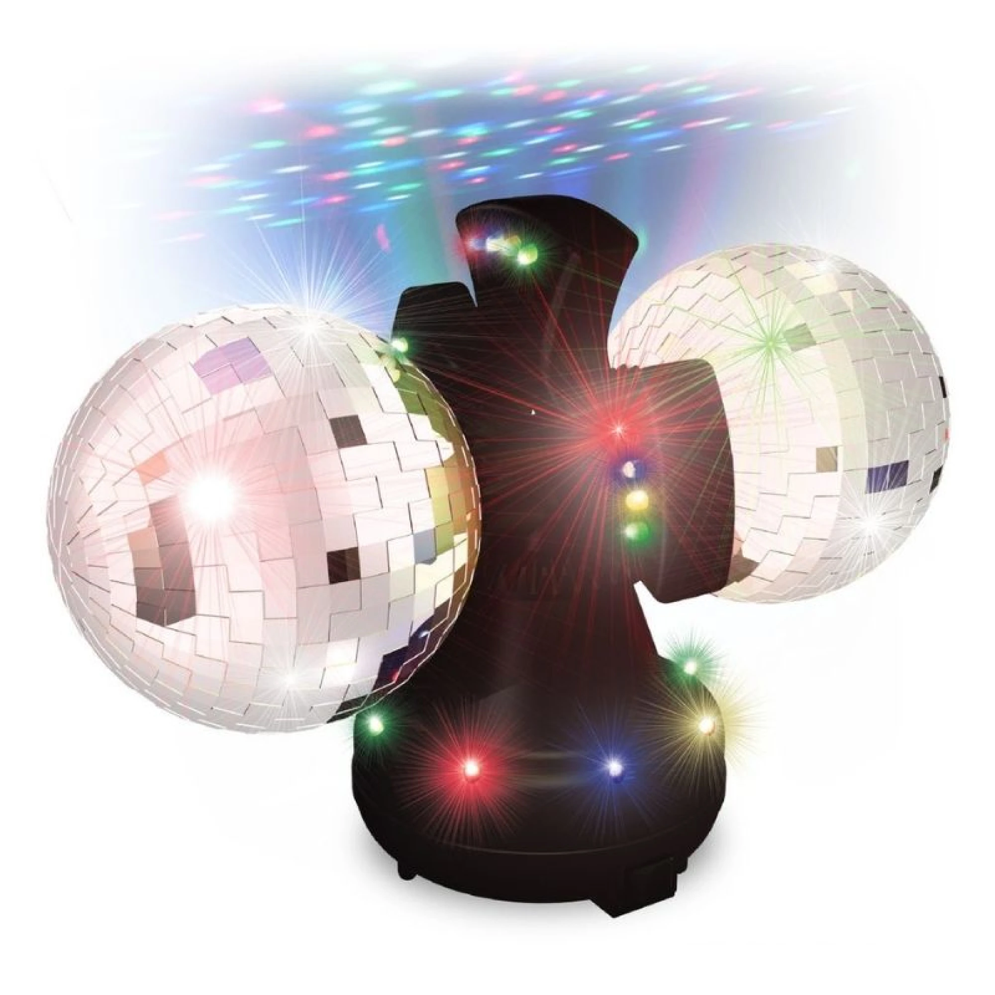 Party Light with Two Rotating Mirror Balls and Multi-Color Lights