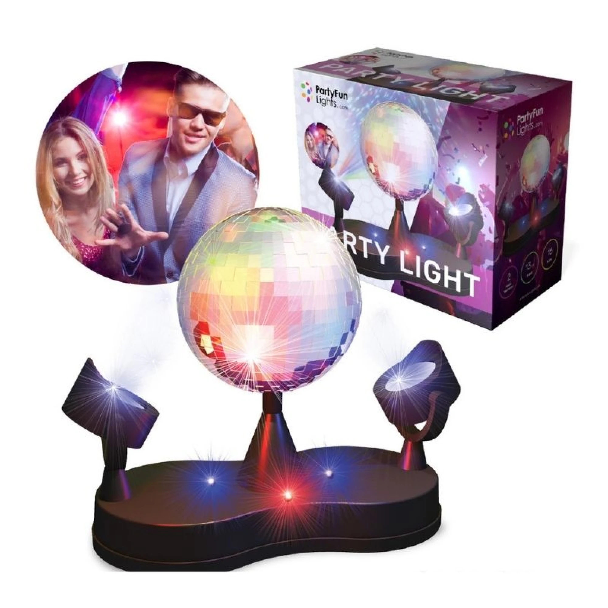 Party Light with Rotating Mirror Ball and Multi-Color Spot Lights