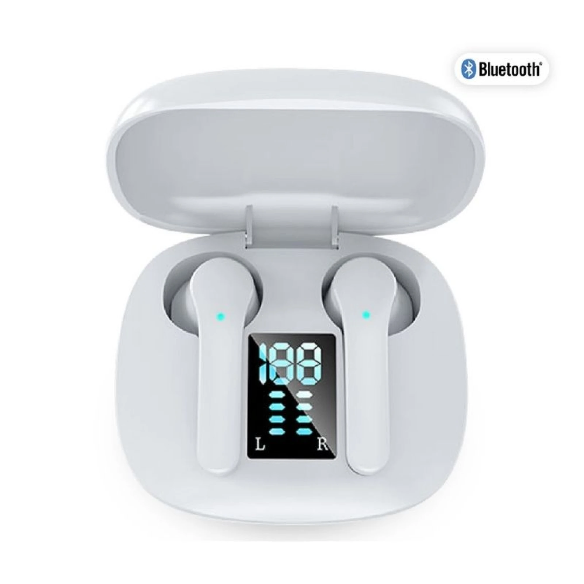 Bluetooth True Wireless Earbuds with Charging Case - White