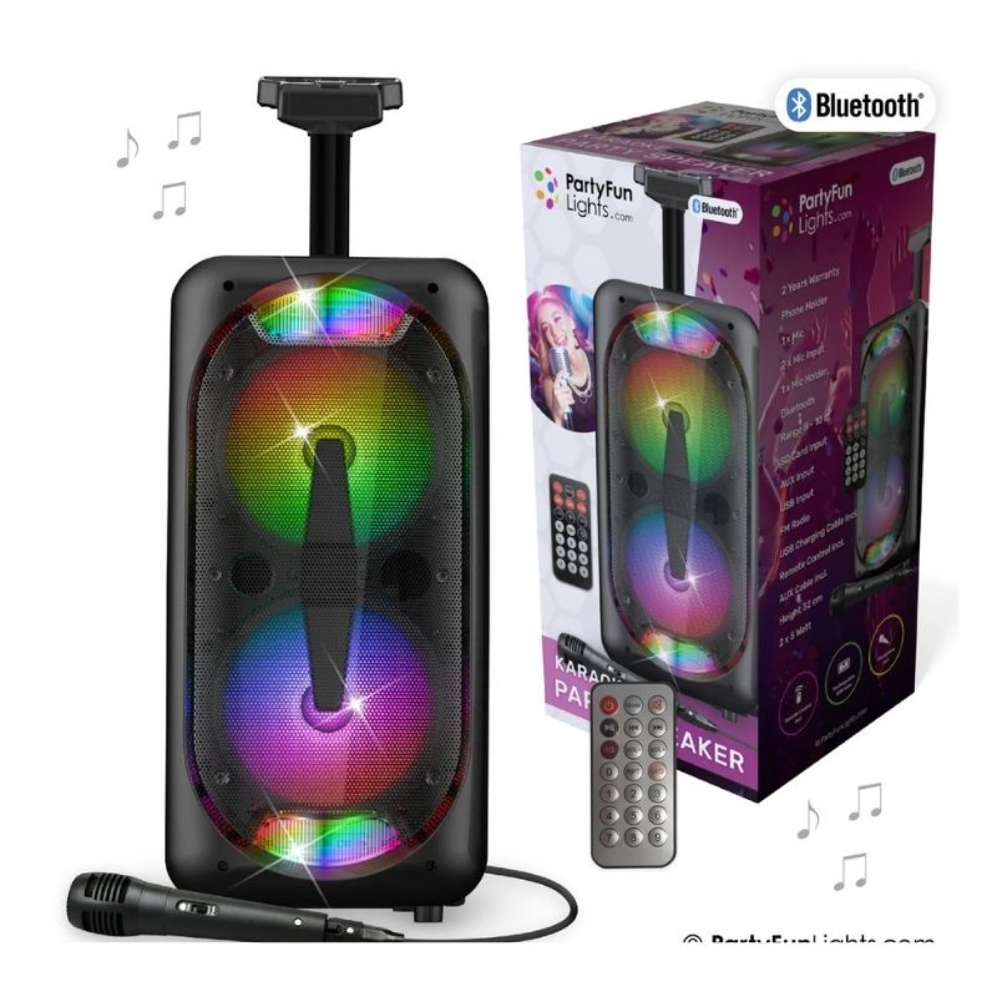 Bluetooth Karaoke Party Speaker with Microphone and Remote Control