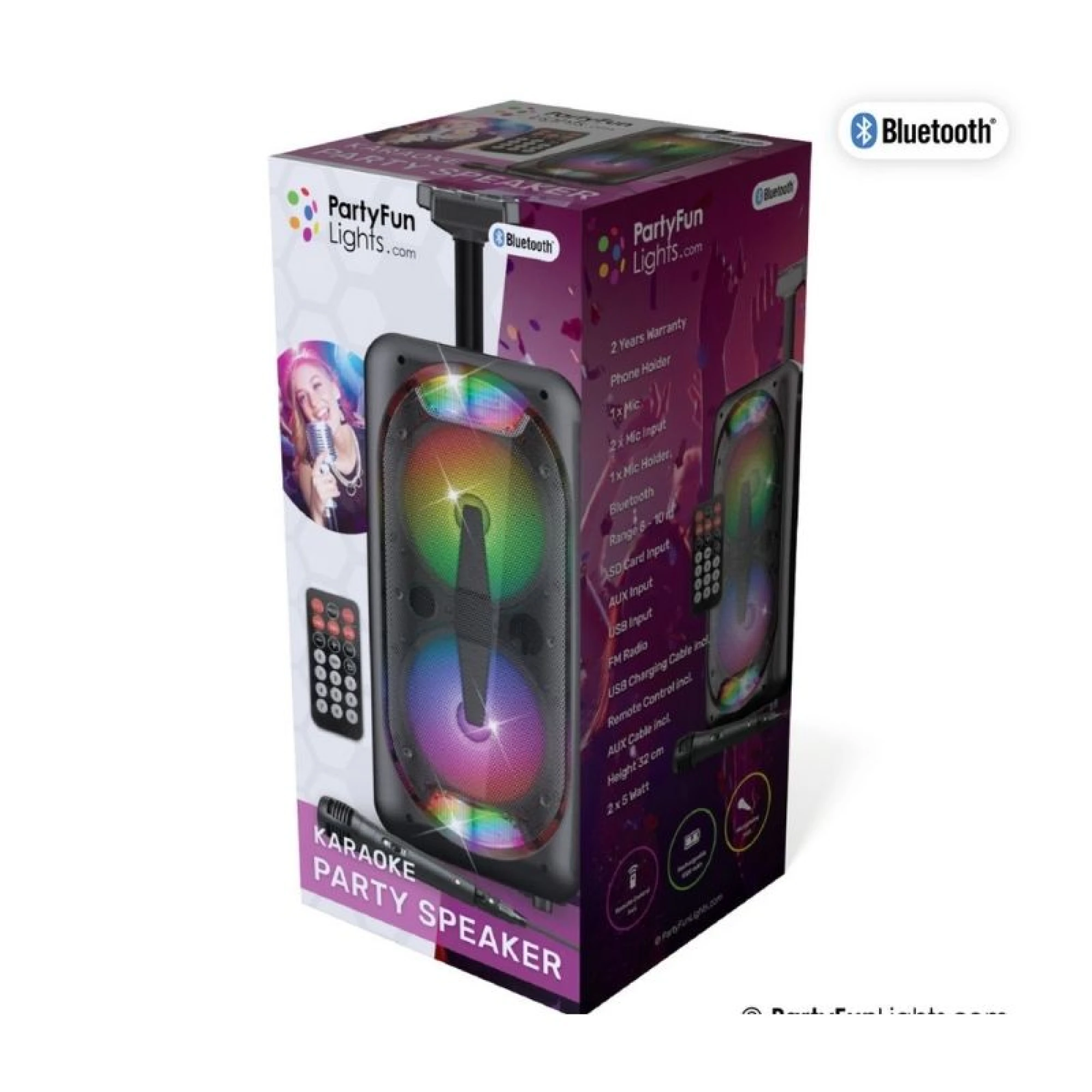 Bluetooth Karaoke Party Speaker with Microphone and Remote Control