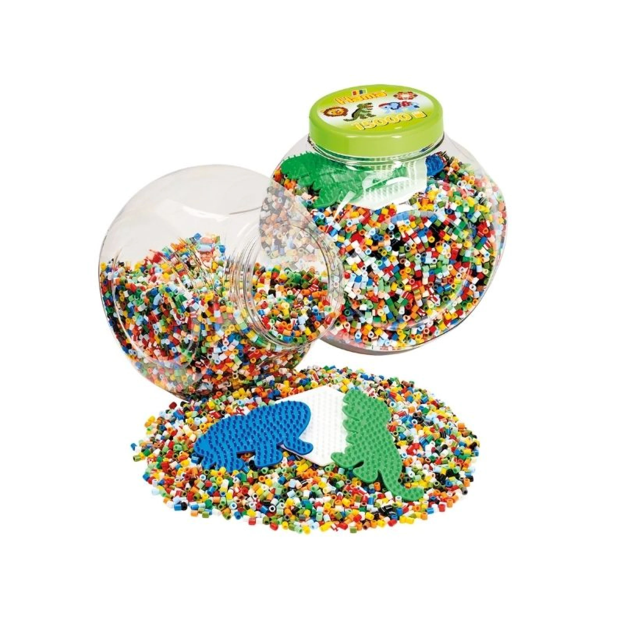 Beads and pegboards in tub